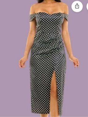City Studio Black and White Polka Dot Maxi Dress